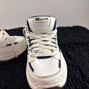 Skechers Monaco TR White and Navy Sneakers SOLD